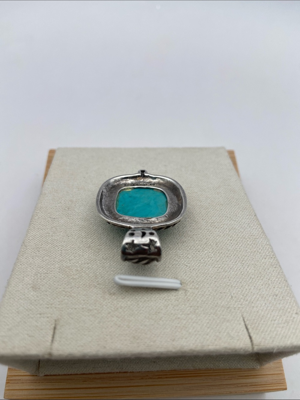 GSJ Gold Stone Jewelry Sterling Silver 925 Tyrone Turquoise Pendant Vintage - Picture 5 of 7
